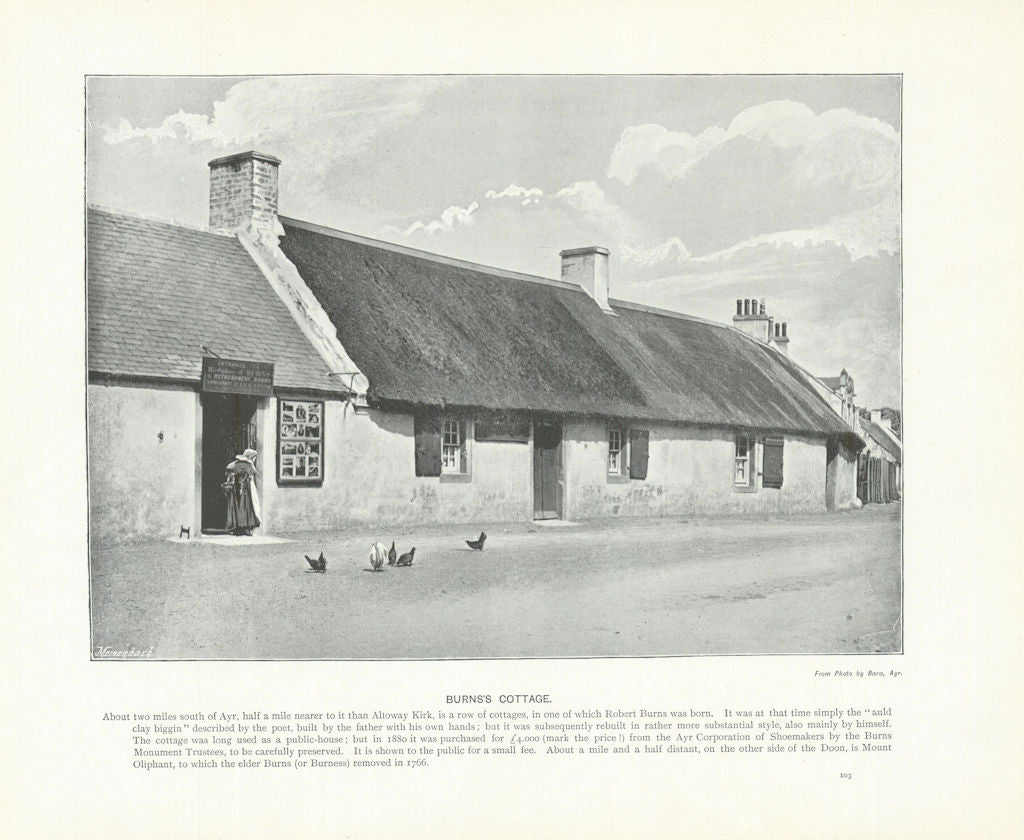 Burns's Cottage. Scotland 1900 old antique vintage print picture
